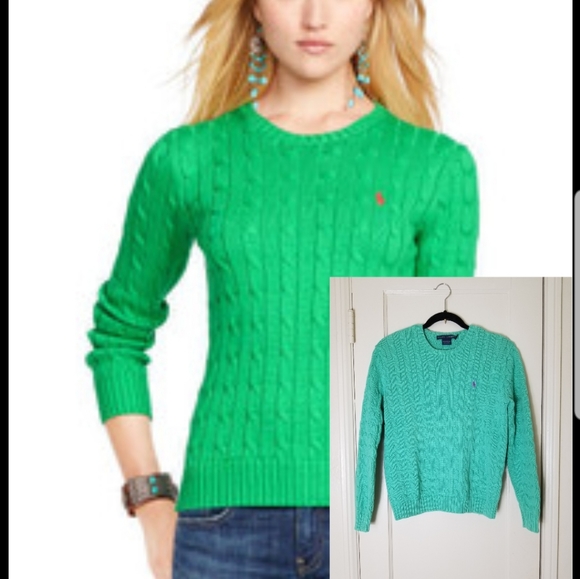 Ralph Lauren Sweaters - RALPH LAUREN green long sleeve cable knit sweater